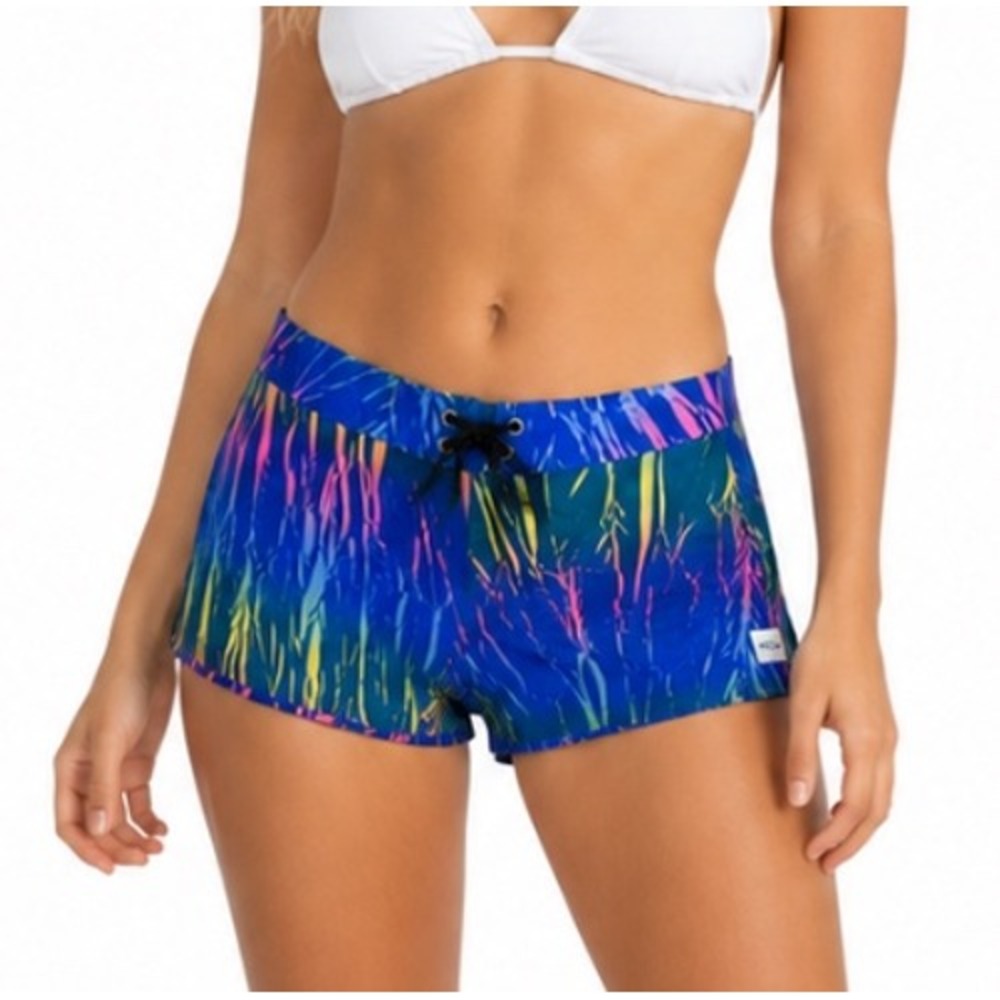 Vintage OP Ocean Pacific Y2K Surf Board Shorts 2" Tropical Beach Womens9 (M)